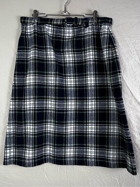 Vintage Prestige of Boston plaid belted tartan midi skirt